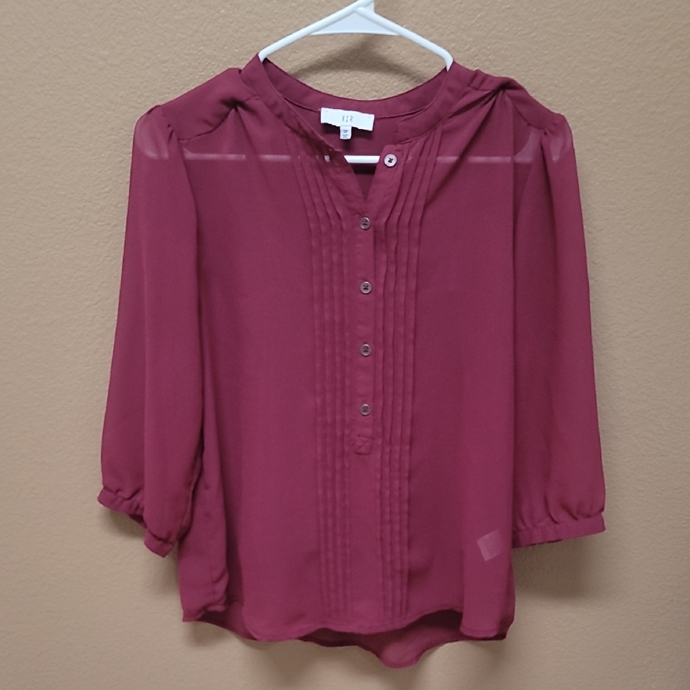 NSR Burgundy Button-Up Blouse ❤️